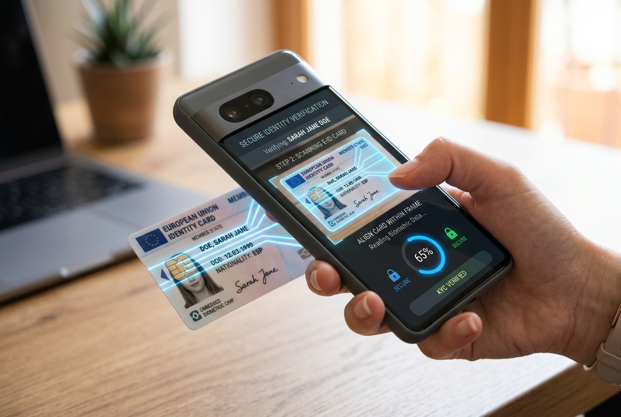 Mobilna weryfikacja tożsamości KYC przy użyciu skanowania dokumentu smartfonem