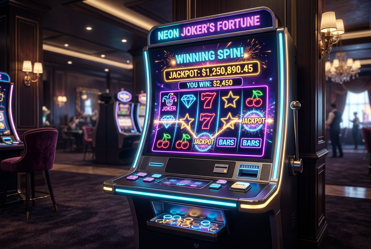 Nowoczesne automaty do gier typu slot z kinową grafiką i neonowymi efektami w 2026 roku